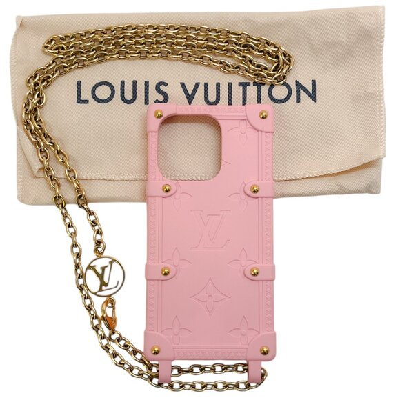 Louis Vuitton Pink Logo iPhone 15 Case with Chain - Picture 2 of 4